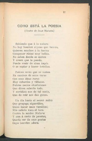 Como está la poesía : (Cantos de Juan Macana)