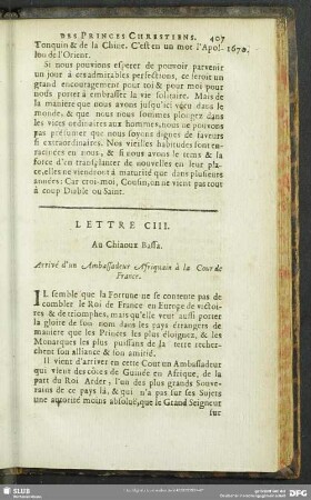 Lettre CIII. Au Chiaoux Bassa