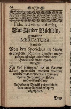 Das Ander Büchlein, genannt Mercatura.