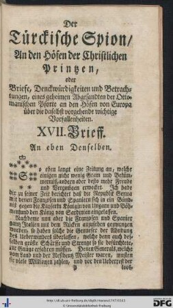 XVII. - XVIII. Brieff.