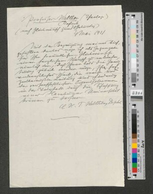 Briefkopie an Werner von Melle