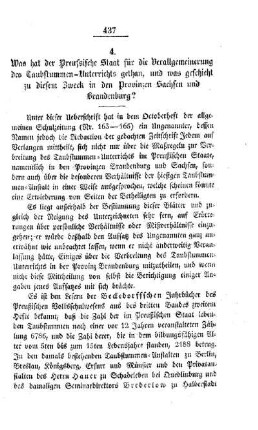 Was hat der Preussische Staat für die Verallgemeinerung des Taubstummen -Unterrichts gethan, und was geschieht zu diesem Zweck in den Provinzen Sachsen und Brandenburg?