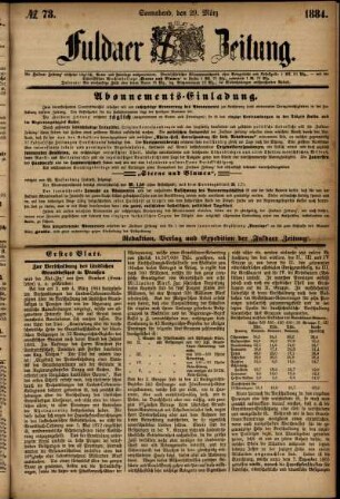 Ausgabe vom Samstag, den 29. März 1884.