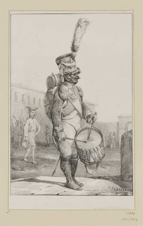 Trommler der Voltigeure in Paradeuniform, Blatt 9 der Folge "Infanteriekostüme 1809"