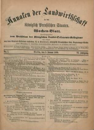 No. 1. Berlin, den 3. Januar 1866. VI. Jahrgang.