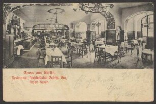 Ansichtskarte "Restaurant Hochbahnhof Schles. Tor", Ihn.: Albert Heyer