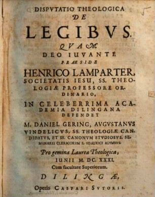 Dispvtatio Theologica De Legibvs