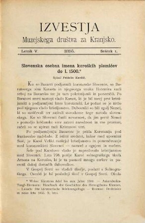 Izvestja Muzejskega Društva za Kranjsko : izdal Društveni Odbor. 5. 1895
