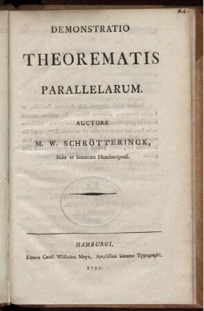 Demonstratio Theorematis Parallelarum