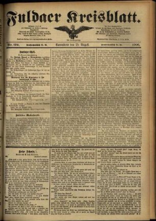 Ausgabe vom Samstag, den 25. August 1906.