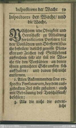 Inspectores der Wache, und die Wache