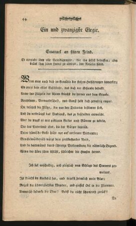 Ein und zwanzigste Elegie - Dreyßigste Elegie