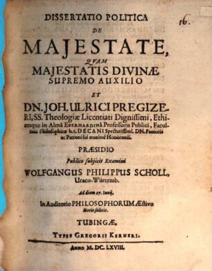 Diss. polit. de maiestate