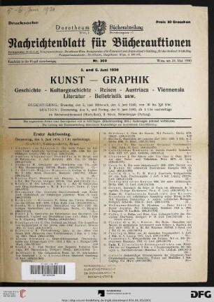 Erster Auktionstag. Donnerstag, den 5. Juni 1930, 3 Uhr nachmittags (Nr. 1-218)