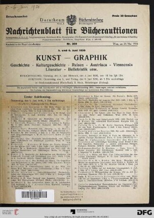 Erster Auktionstag. Donnerstag, den 5. Juni 1930, 3 Uhr nachmittags (Nr. 1-218)