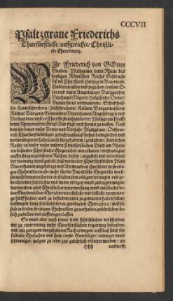 Pfaltzgrave Friederichs Churfürstliche/ auffgerichte/ Christliche Eheordnung.