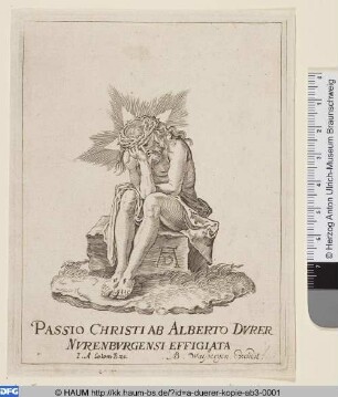 Passio Christi ab Alberto Durer Nurenburgensis effigiata, Titelblatt, Der Schmerzensmann