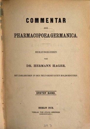 Commentar zur Pharmacopoea Germanica, 1