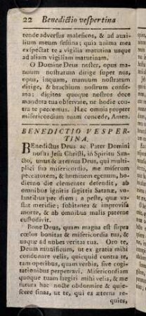 22-33, Benedictio Vespertina; ...