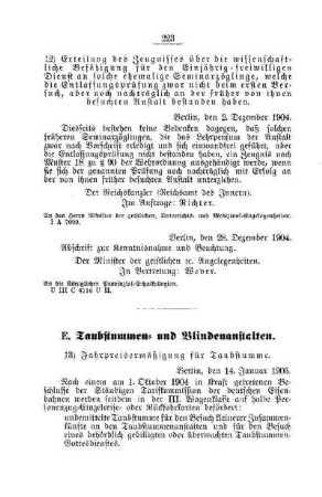 Fahrpreisermäßigung bei Taubstummen : [E. Taubstummen- und Blindenanstalten]