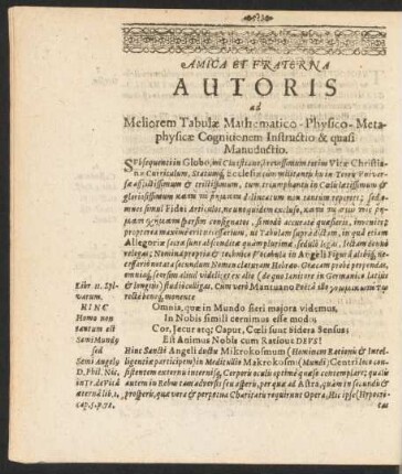 Amica Et Fraterna Autoris ad Meliorem Tabulae ...