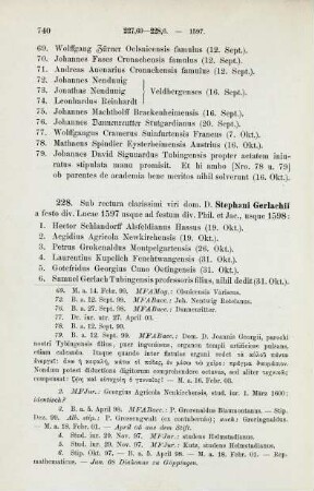 740-749, Matrikel 228, 1-86 (1597/98) und 229, 1-88 (1598)