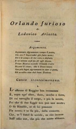 Orlando furioso, 5. [Canto XXXIX - XLVI]