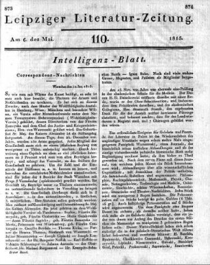 1815-05-06 : 110. Stück [Intelligenz-Blatt]