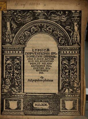 Lypsicae Dispvtationis Epitome
