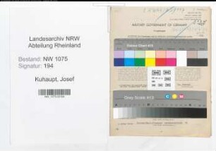 Entnazifizierung Josef Kuhaupt , geb. 12.11.1899 (Verwaltungsangestellter)