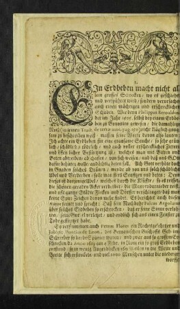 Ein Erdbeben macht nicht allein grosses Schrecken/...