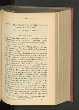 Quarterly Report on Semitic Studies and Orientalism.