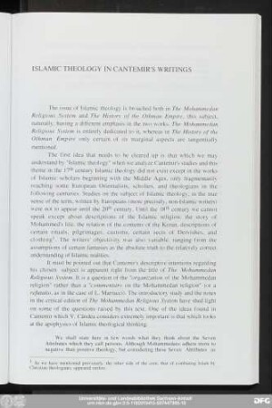 Islamic Theology In Cantemir's Writings