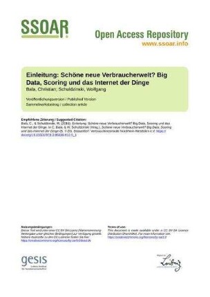 Einleitung: Schöne neue Verbraucherwelt? Big Data, Scoring und das Internet der Dinge