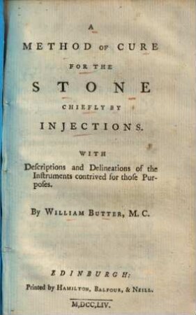 A method of cure for the Stone chicfly by injections ...