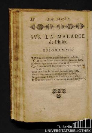 Svr La Maladie de Philis. Epigramme.