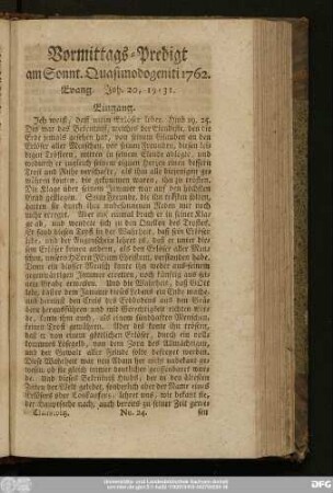 [No. 24.] Vormittags-Predigt am Sonnt. Quasimodogeniti 1762. Evang. Joh. 20, 19 - 31.
