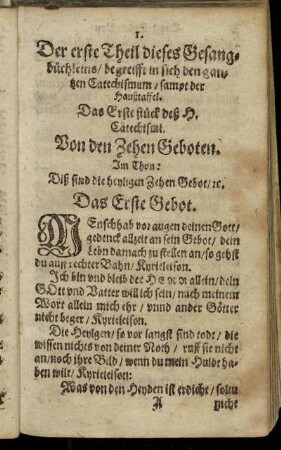 Das Erste stück deß H. Catechismi. Vo nden Zehen Geboten.