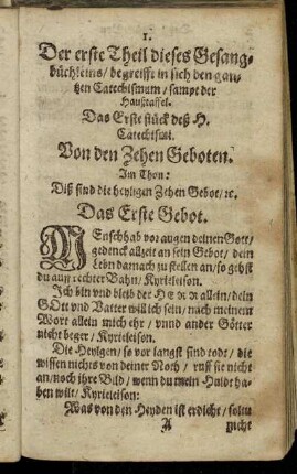 Das Erste stück deß H. Catechismi. Vo nden Zehen Geboten.