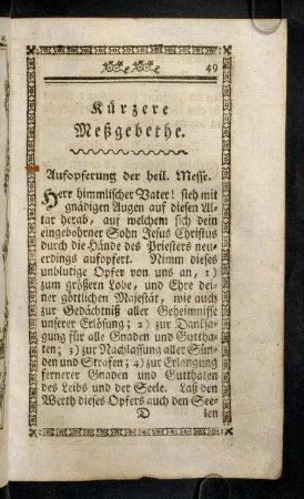 49-75, Kürzere Meßgebethe. - Sonntägliche Kirchengebethe.