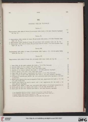 III: Indice delle tavole