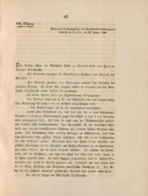 VII. Sitzung. Verhandelt ... zu Berlin, am 26. Januar 1848