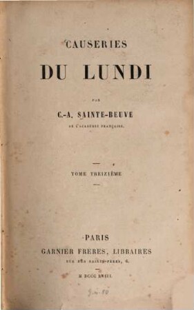 Causeries du lundi, 13