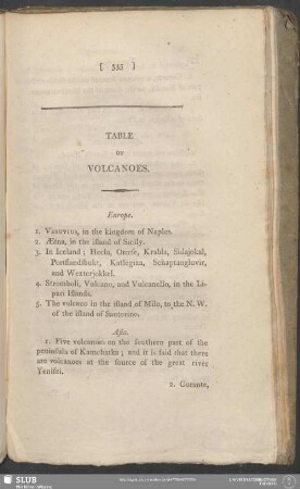 Table Of Volcanoes