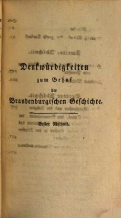 Denkwürdigkeiten der Brandenburgischen Geschichte