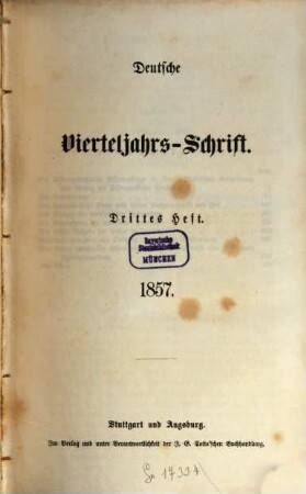 Deutsche Vierteljahrs-Schrift. 1857,3/4