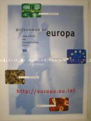 Poster mit Werbung für ein Computer-Informationsprogramm über Europa