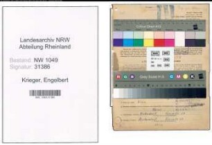 Entnazifizierung Engelbert Krieger , geb. 25.06.1899 (Zugfuehrer)