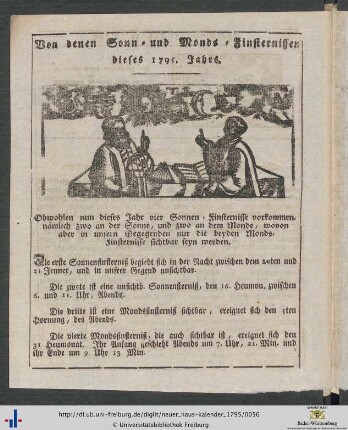 Von denen Sonn- und Monds-Finsternissen dieses 1795. Jahres.