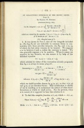 On logarithmic integrals of the second order. Part. II.
